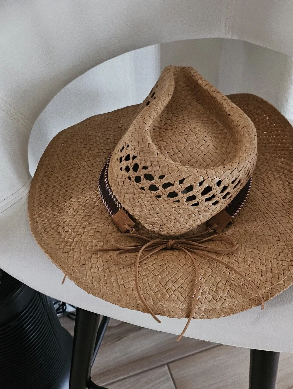 Coppell Straw Cowboy Hat One Size Western Ranch Cowgirl Sun Hat Braided Band Tan